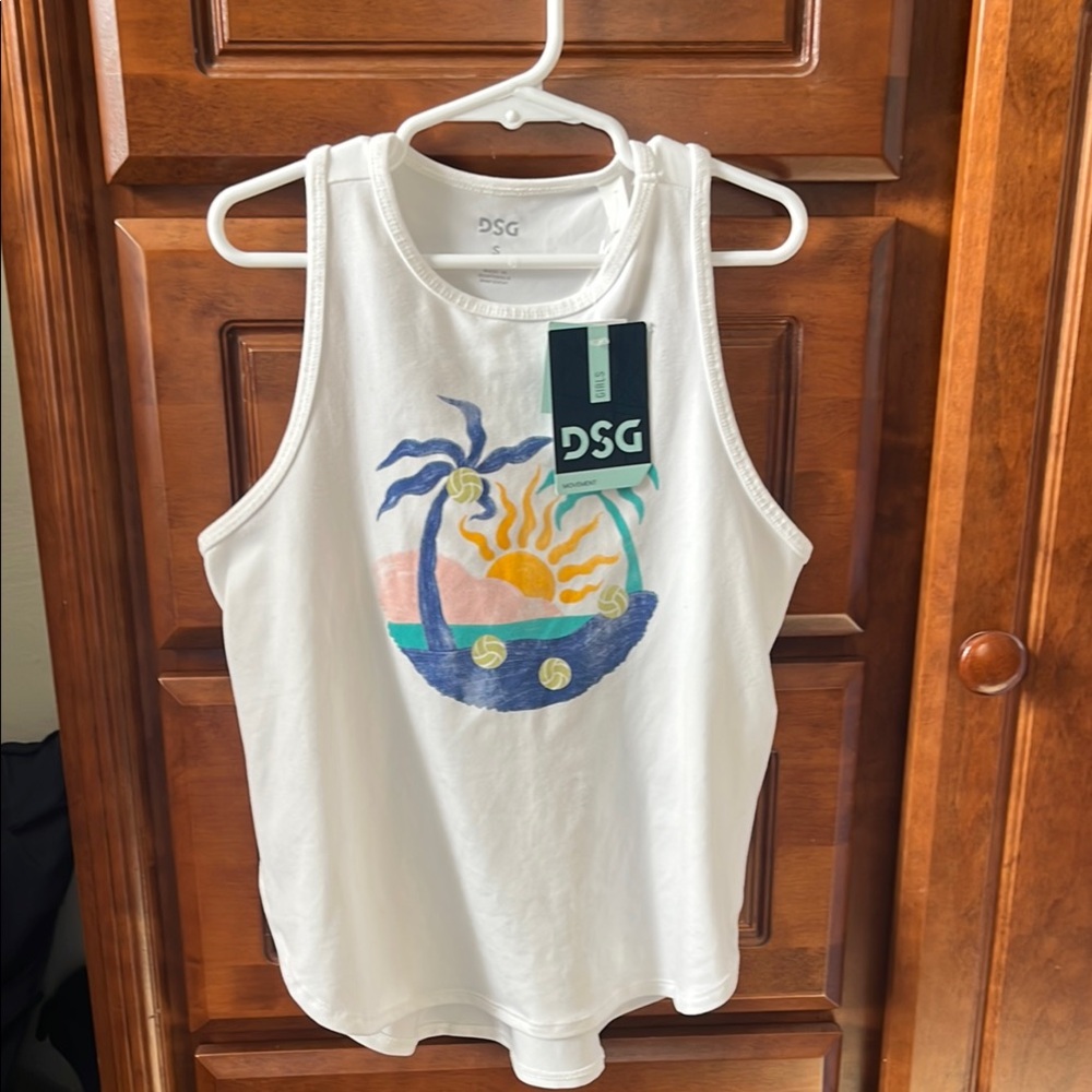 DSG White Tank with Vibrant Graphic